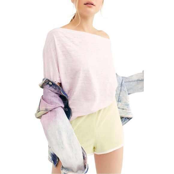 FREE PEOPLE WE THE FREE ORCHID LIGHT ASTRID BURN OUT TEE SHIRT SIZE XSMALL - Picture 1 of 11